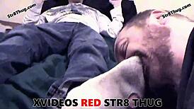 submissive gay worships feet with intense domination and cumshot passion