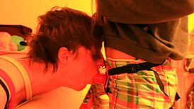 Boyfriend Hogtied for Strapon Action! Mistress Deepthroats Him Hard. What a Wild Scene!