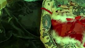 Tattooed MILF Masturbates Clit To Orgasm On Christmas Shelf