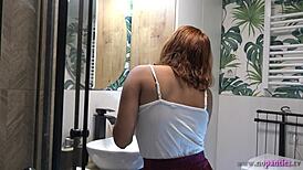Redhead Girlfriend Teases In Bathroom