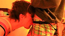 Boyfriend Hogtied for Strapon Action! Mistress Deepthroats Him Hard. What a Wild Scene!