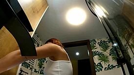 Redhead Girlfriend Teases In Bathroom