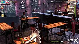 He inserts his cock into her pussy right in the men's toilet during the game