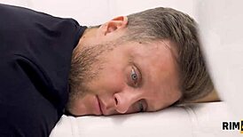 Sexy bombshell emotionally licks man's anus in rimjob fantasy.