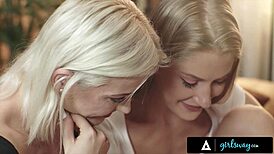 Heyy, petite blonde Tiffany Tatum and bestie dive into hot lesbian scissoring! 🔥