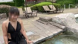 Pool busty gal rides