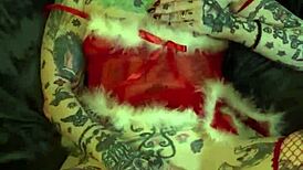 Tattooed MILF Masturbates Clit To Orgasm On Christmas Shelf