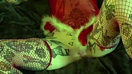 Tattooed MILF Masturbates Clit To Orgasm On Christmas Shelf