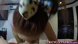 Petite pinay teen with natural small tits rides big fat cock in pov