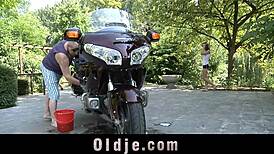 Old 70-year cock drills young teen in doggie. She couldn’t resist the close-up action!