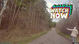 Highway Milf Whore Gives Blowjob with Face Cumshot