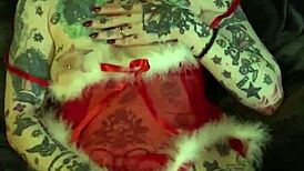 Tattooed MILF Masturbates Clit To Orgasm On Christmas Shelf