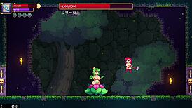 Scarlet maiden faces intense boss battle in hentai game part 3, exploring new erotic areas.