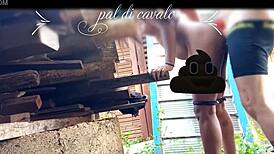 on friend's anniversary, fucked his big ass teen in backyard lingerie