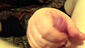 chubby bbw wife with hairy pussy pov handjob leading to cumshot