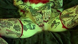 Tattooed MILF Masturbates Clit To Orgasm On Christmas Shelf