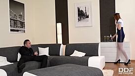 Stewardess Linda Sweet screams in rough assfucking at bachelor party