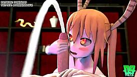 Slúžka drak Tohru v 3D hentai sexe za peniaze s monštrom