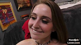 Curvy Babe Teases With Handjob in Lingerie