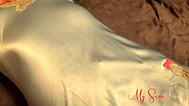 Blue nighty solo masturbation in the living room