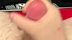 I quickly jack off my gay cock and cumshot before bed, feeling the solo release.