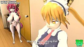 maid dragon tohru in 3d cartoon hentai sex for cash with monster
