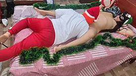 Sucking my big ass stepmom's pussy and ass for christmas