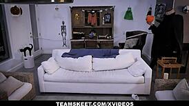 petite redhead cleo clementine in costume gets tricked and fucked