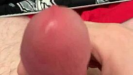 I quickly jack off my gay cock and cumshot before bed, feeling the solo release.