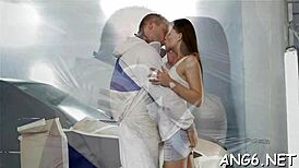 Naughty teen gives juicy blowjob before wild hardcore riding