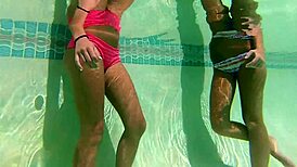 Hot Lesbian Licking by the Pool