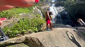 we took the hot black girl to the waterfall and fucked her