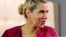 busty milf teams up with sexy babe for hot lesbian licking and tit play