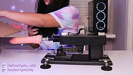 agatha dolly unboxes her new sex machine. her latina ass shakes at incredible speed on all fours.