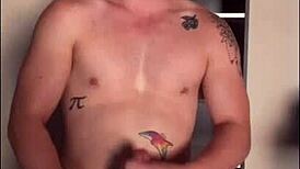 Hey, check this twink stroking his huge cock in sunlight!