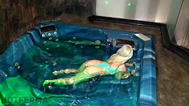 Intense doggystyle sex with horny milf in pool