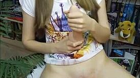 Cute amily shows how to jerk off