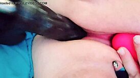 BBW's milky pussy gets toyed with machine