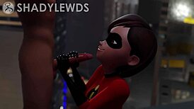 Helen Parr Gets Rooftop Handjob in 3D Cartoon Sex