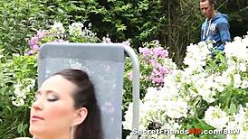 Horny BBW Feels Intense Pleasure from Big Cock Outdoors with Blowjob.