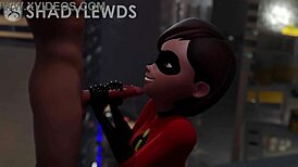 Helen Parr Gets Rooftop Handjob in 3D Cartoon Sex
