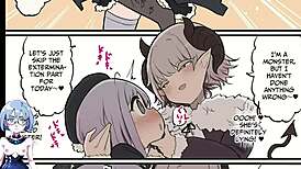 handsome futanari monster lady dick battles novice magical girl in hentai game