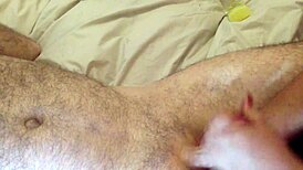 Wife with red nails gives full handjob and huge cumshot