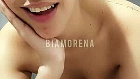 She masturbates her tits and pussy solo with tongue