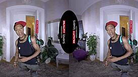 I'm in VR, black guy licks my blonde pussy with piercing