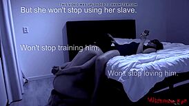 Hey, mistress dominates husband with chastity and stockings in homemade cuckold reality