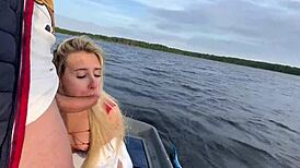 Amateur couple's funny outdoor boat sex