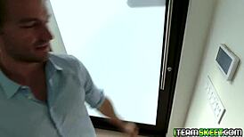 Tiny Asian Chick Gobbles Stud's Big Cock