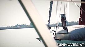 Chesty Gina Handles Two Dicks Outdoors in a Wild Scene