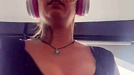 blonde gym runner exposes big tits outdoors after intense workout gets horny and wet